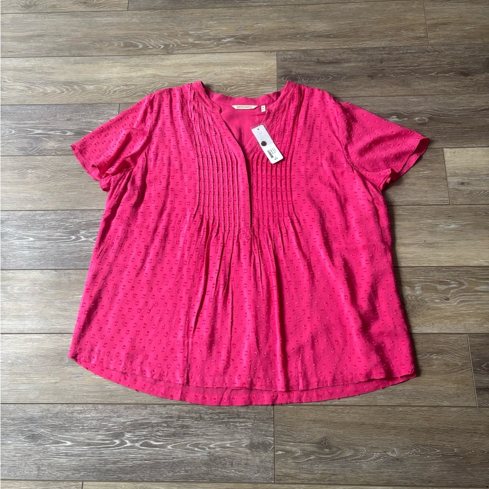 Soft Surroundings Offshore Top Sz 3X Raspberry Sorbet Tunic Shirt Coastal NWT